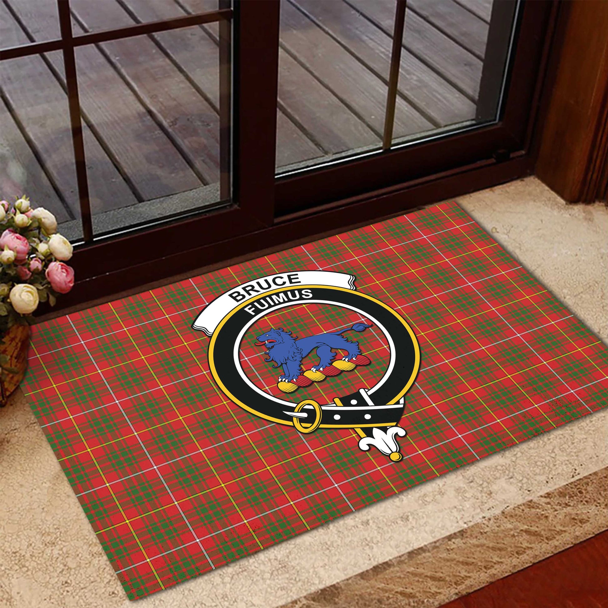 Bruce Modern Tartan Door Mat with Family Crest - Tartanvibesclothing