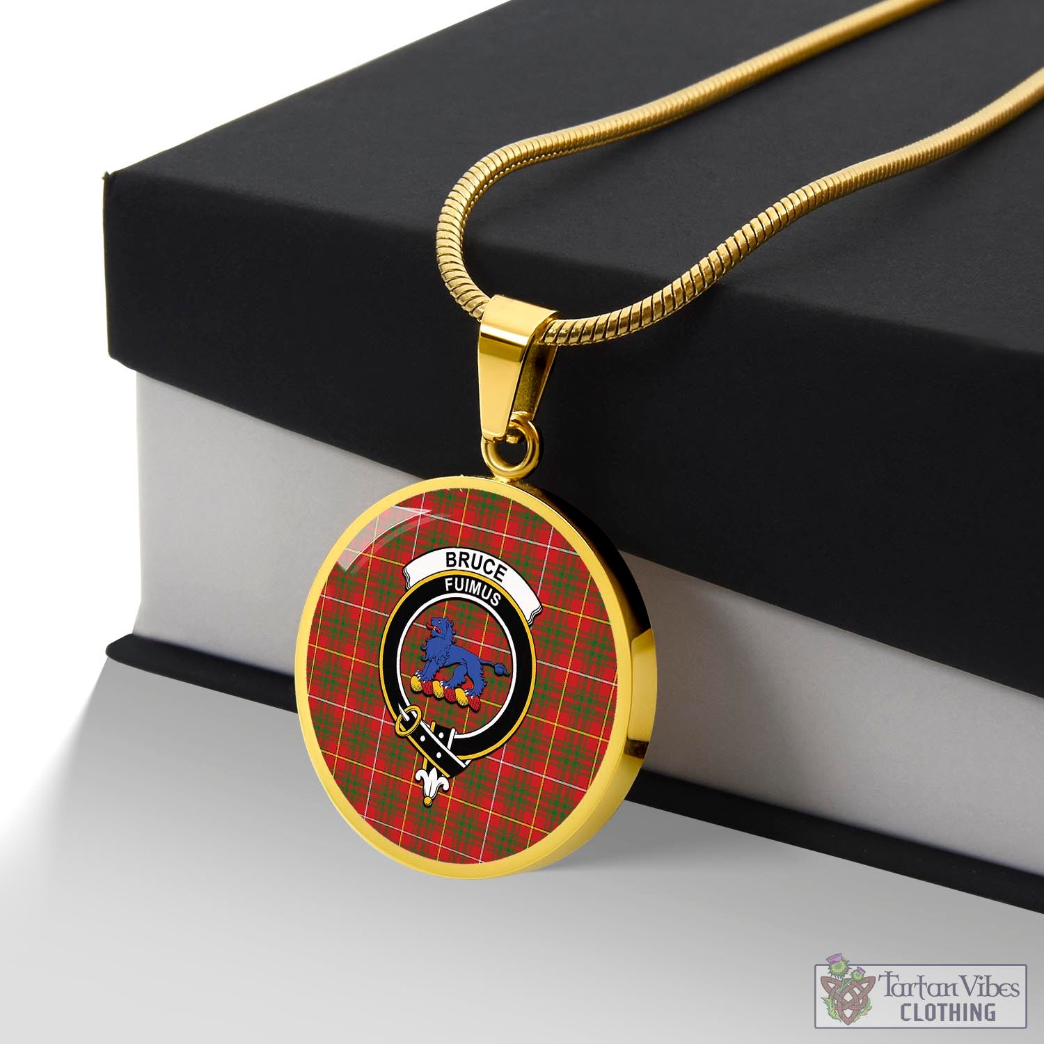 Tartan Vibes Clothing Bruce Modern Tartan Circle Necklace with Family Crest