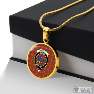 Bruce Modern Tartan Circle Necklace with Family Crest