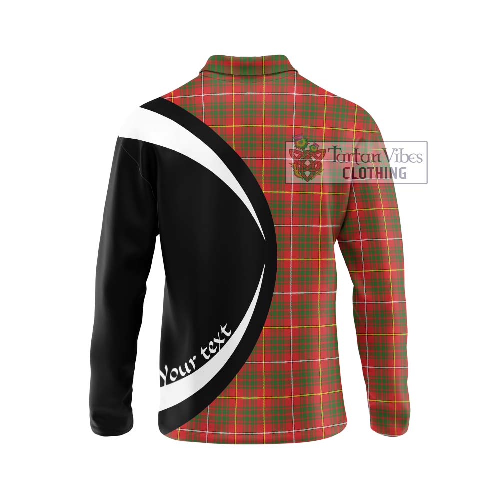 Bruce Modern Tartan Long Sleeve Polo Shirt with Family Crest Circle Style - Tartan Vibes Clothing