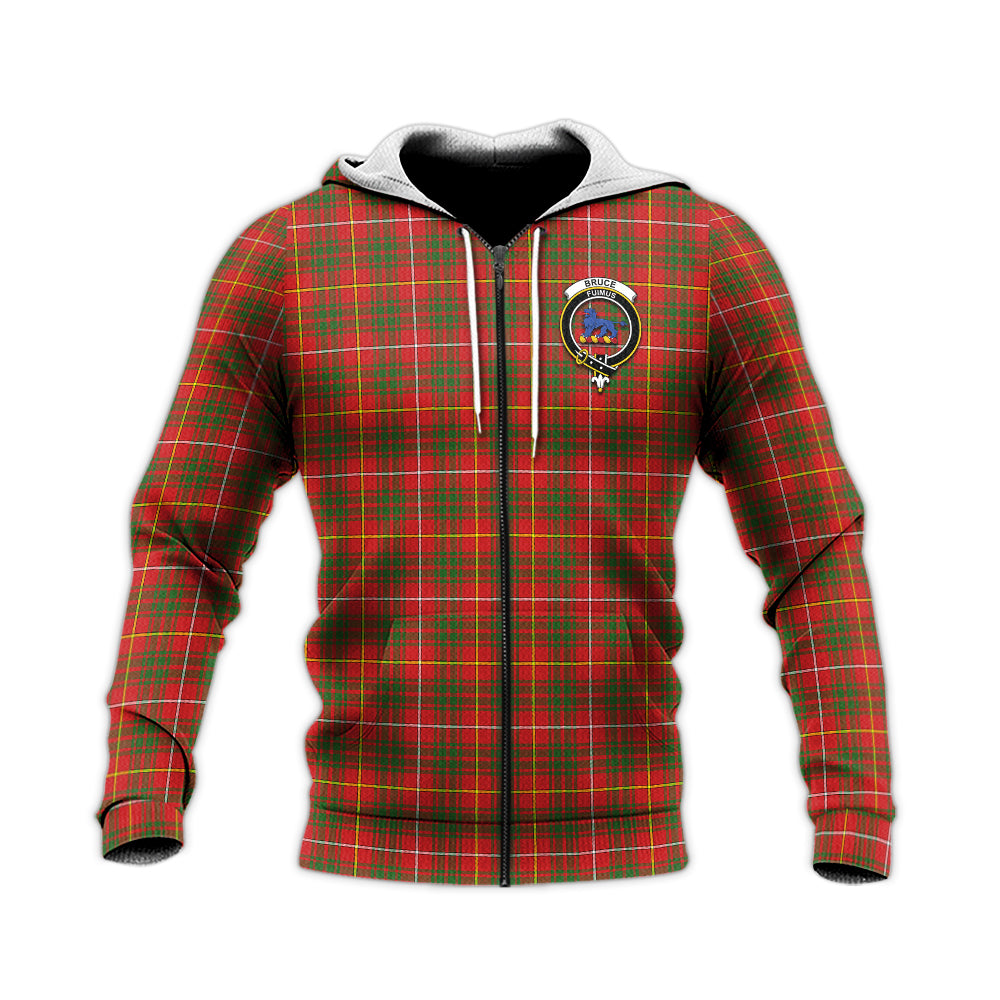 Bruce Modern Tartan Knitted Hoodie with Family Crest Unisex Knitted Zip Hoodie - Tartanvibesclothing