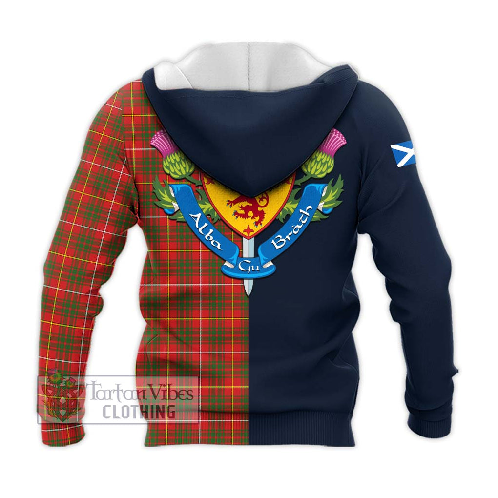 Tartan Vibes Clothing Bruce Modern Tartan Knitted Hoodie with Scottish Lion Royal Arm Half Style