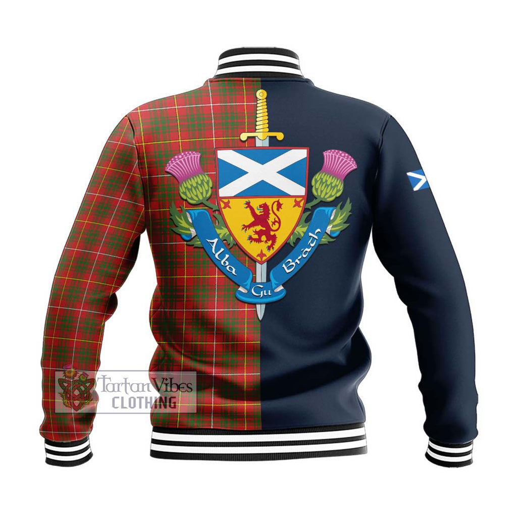 Tartan Vibes Clothing Bruce Modern Tartan Baseball Jacket with Scottish Lion Royal Arm Half Style