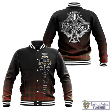 Bruce Modern Tartan Baseball Jacket Featuring Alba Gu Brath Family Crest Celtic Inspired