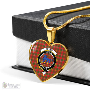 Bruce Modern Tartan Heart Necklace with Family Crest