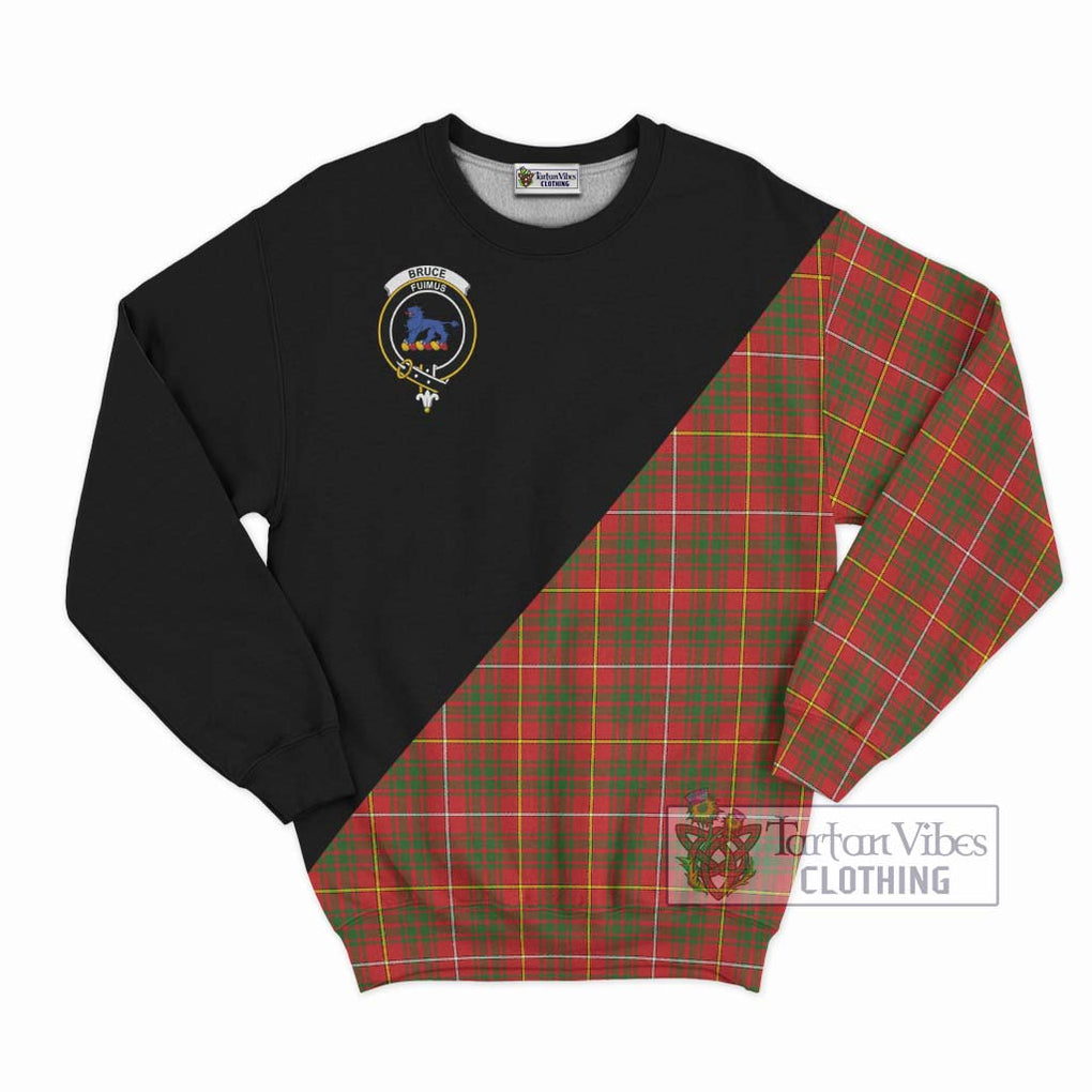 Bruce Modern Tartan Sweatshirt with Family Crest and Military Logo Style - Tartanvibesclothing Shop