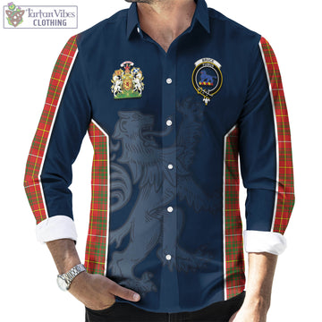 Bruce Modern Tartan Long Sleeve Button Up Shirt with Family Crest and Lion Rampant Vibes Sport Style