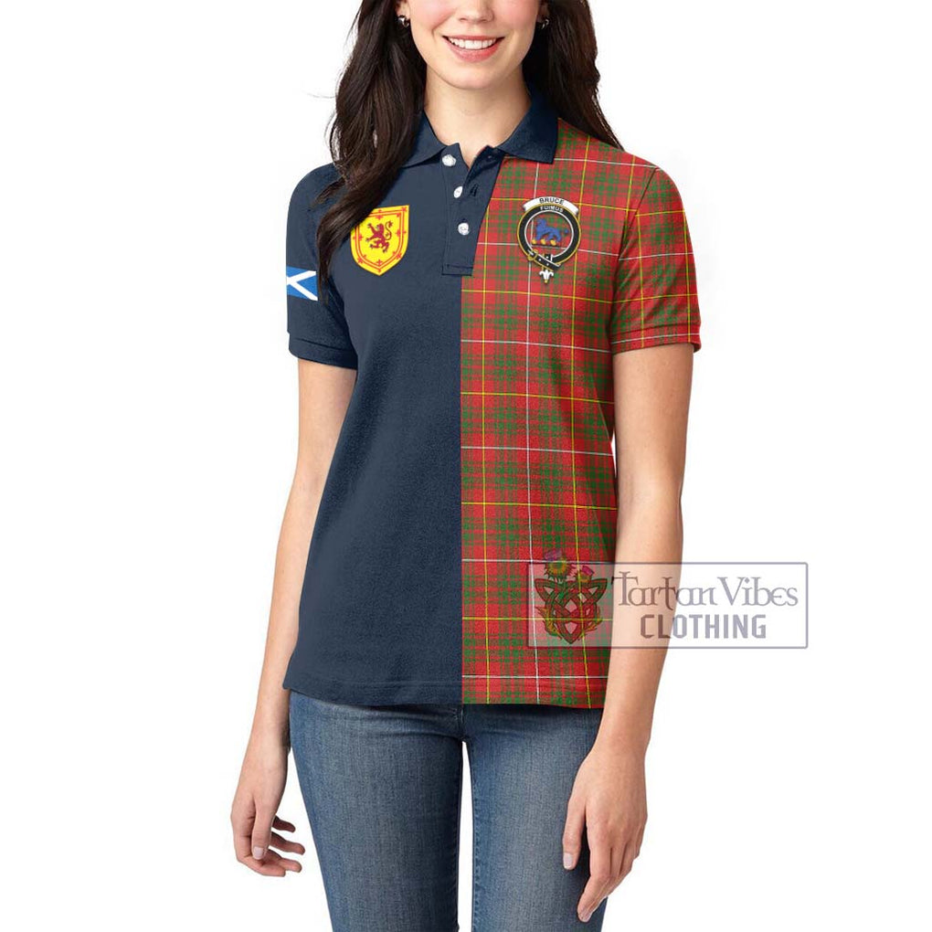 Tartan Vibes Clothing Bruce Modern Tartan Women's Polo Shirt with Scottish Lion Royal Arm Half Style