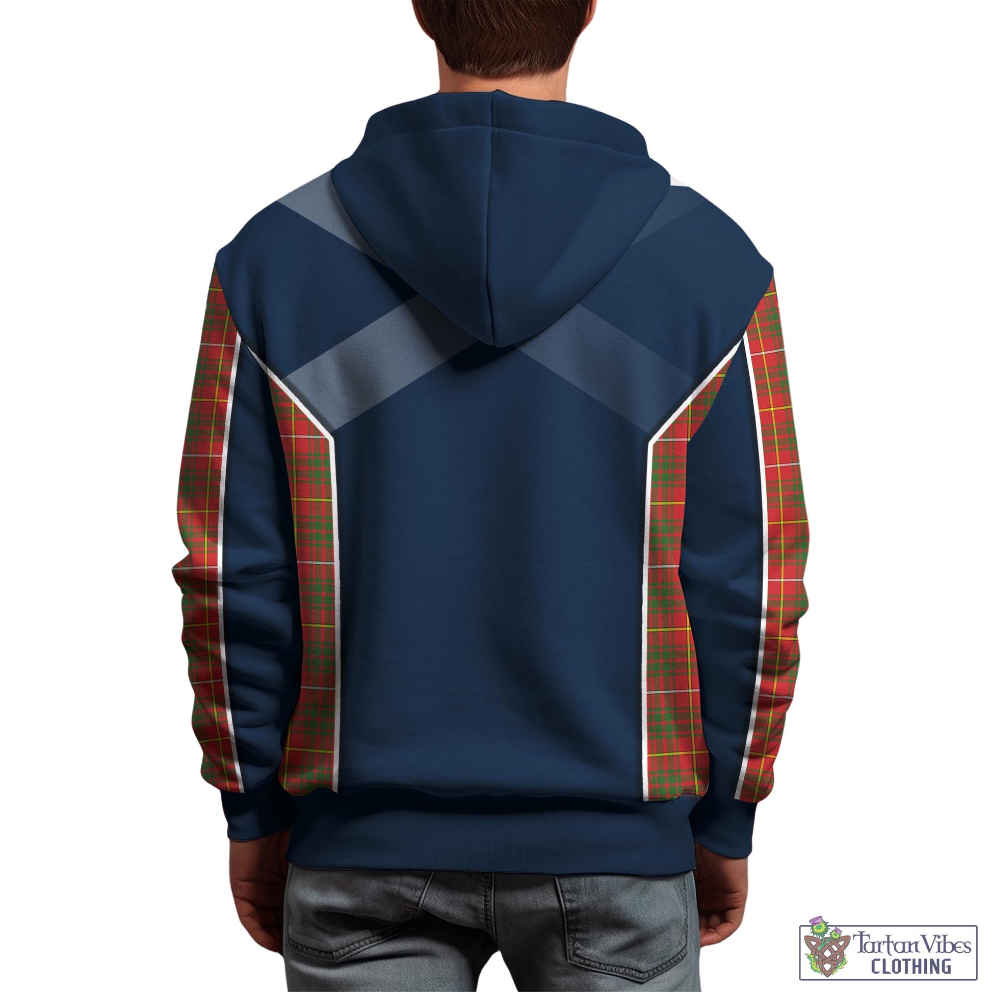 Tartan Vibes Clothing Bruce Modern Tartan Hoodie with Family Crest and Lion Rampant Vibes Sport Style