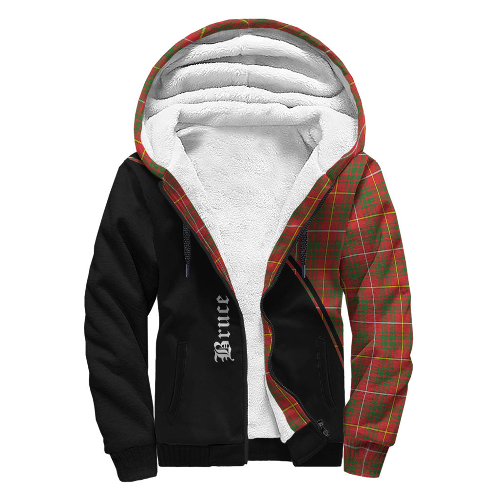 Bruce Modern Tartan Sherpa Hoodie with Family Crest Curve Style - Tartanvibesclothing