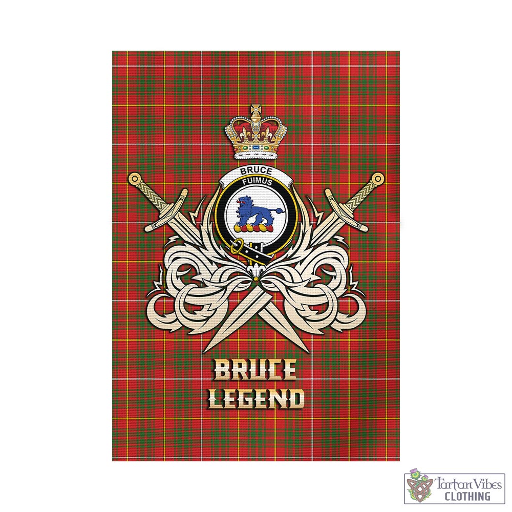 Tartan Vibes Clothing Bruce Modern Tartan Flag with Clan Crest and the Golden Sword of Courageous Legacy