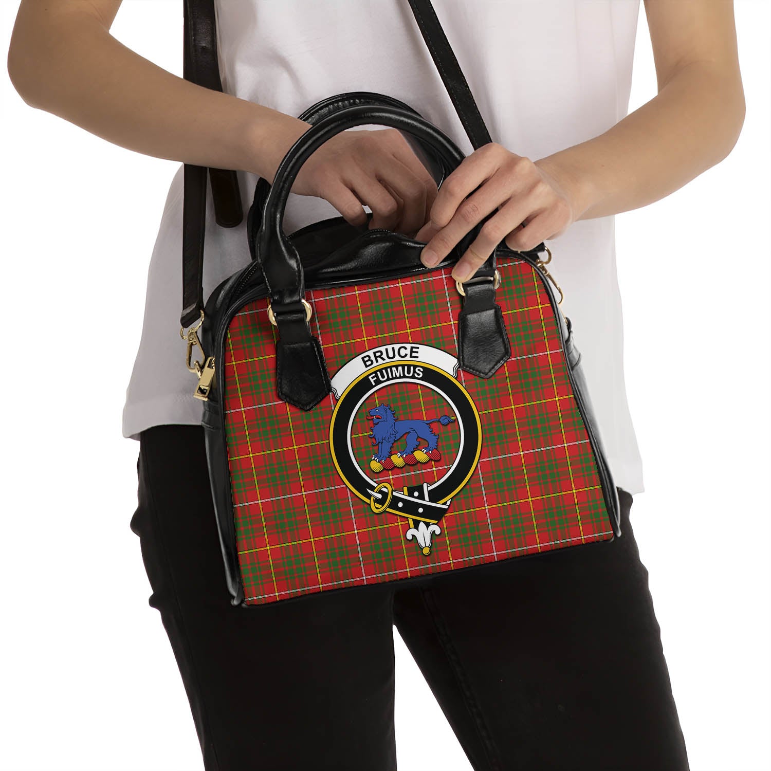 Bruce Modern Tartan Shoulder Handbags with Family Crest - Tartanvibesclothing