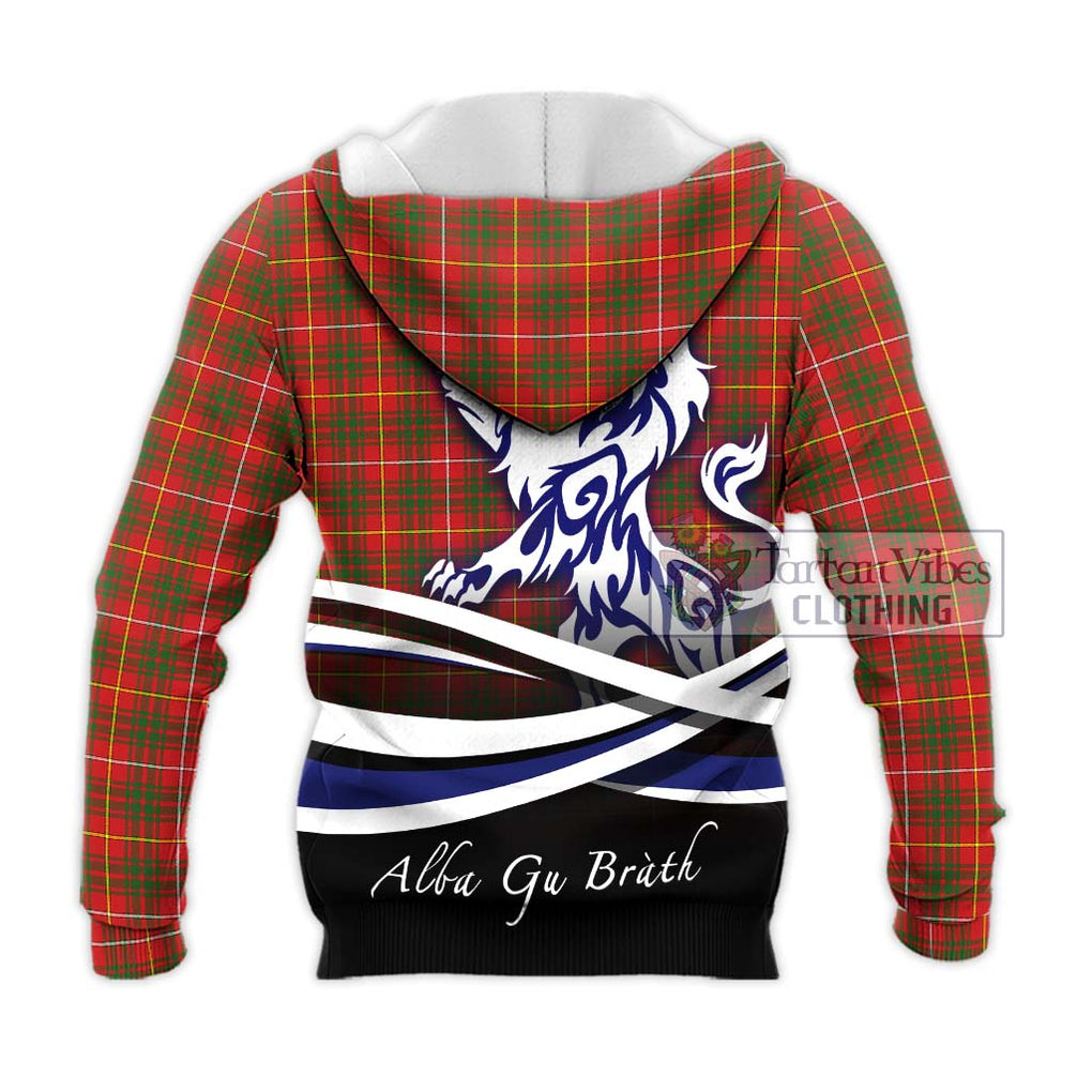 Bruce Modern Tartan Knitted Hoodie with Alba Gu Brath Regal Lion Emblem - Tartanvibesclothing Shop