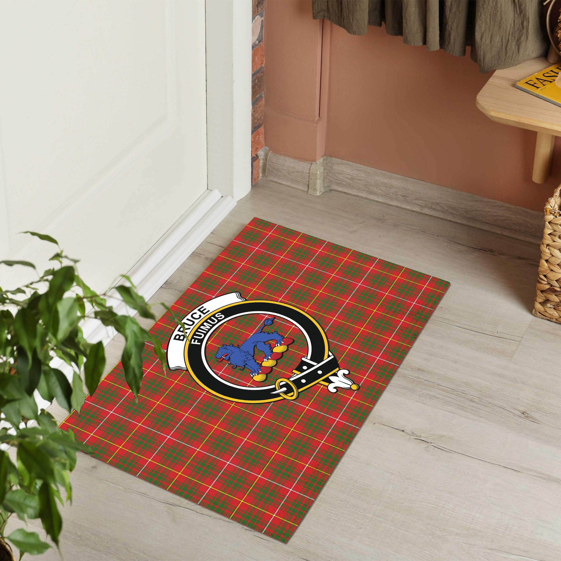 Bruce Modern Tartan Door Mat with Family Crest - Tartanvibesclothing