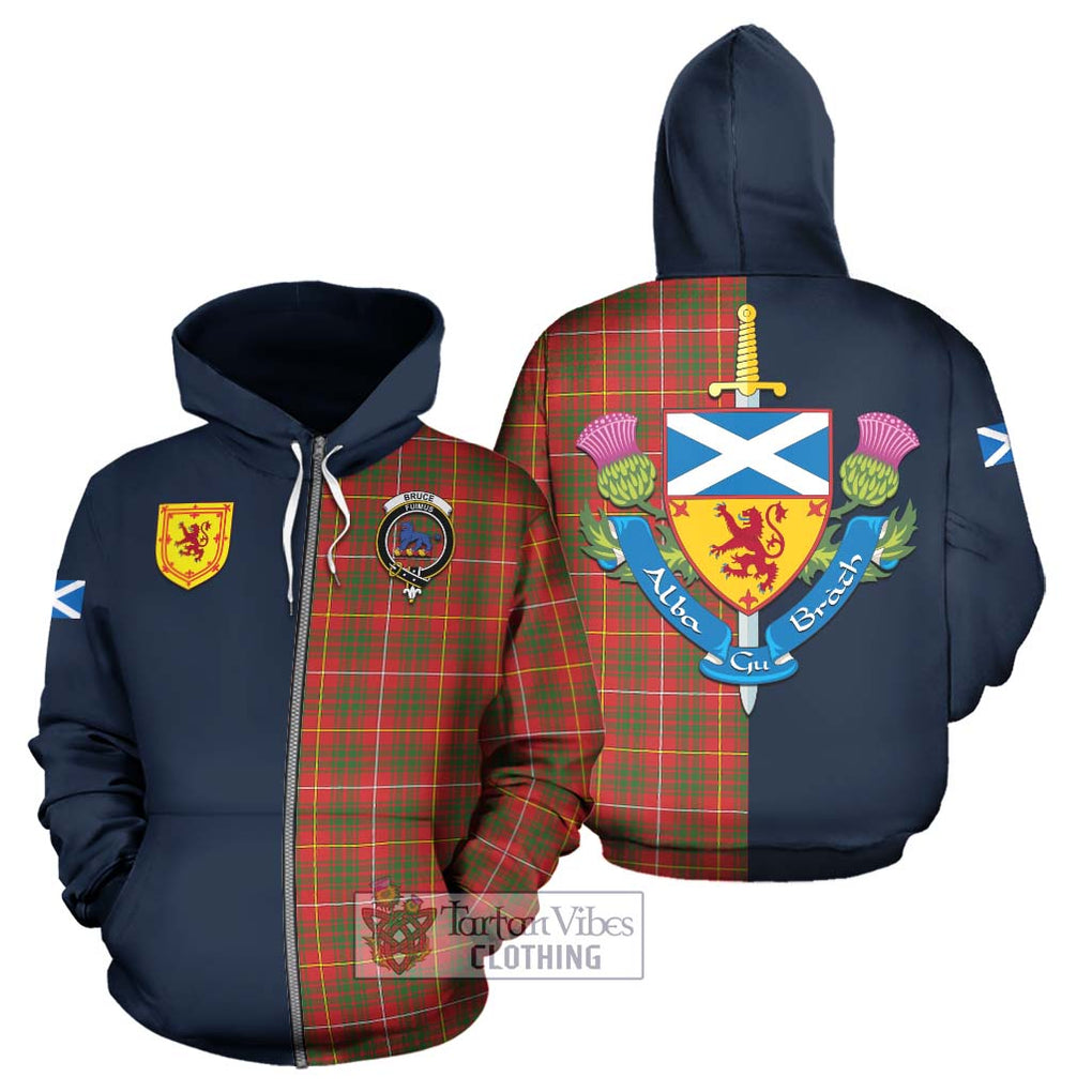 Tartan Vibes Clothing Bruce Modern Tartan Hoodie with Scottish Lion Royal Arm Half Style