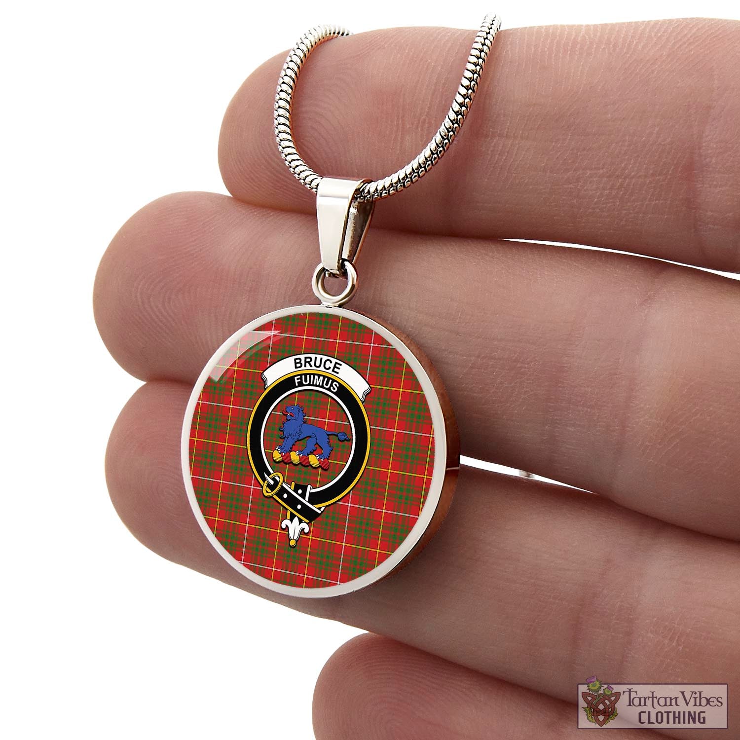 Tartan Vibes Clothing Bruce Modern Tartan Circle Necklace with Family Crest