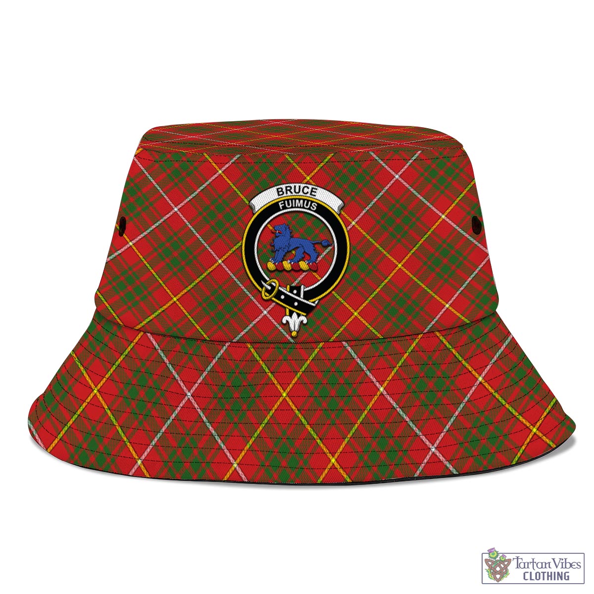 Tartan Vibes Clothing Bruce Modern Tartan Bucket Hat with Family Crest