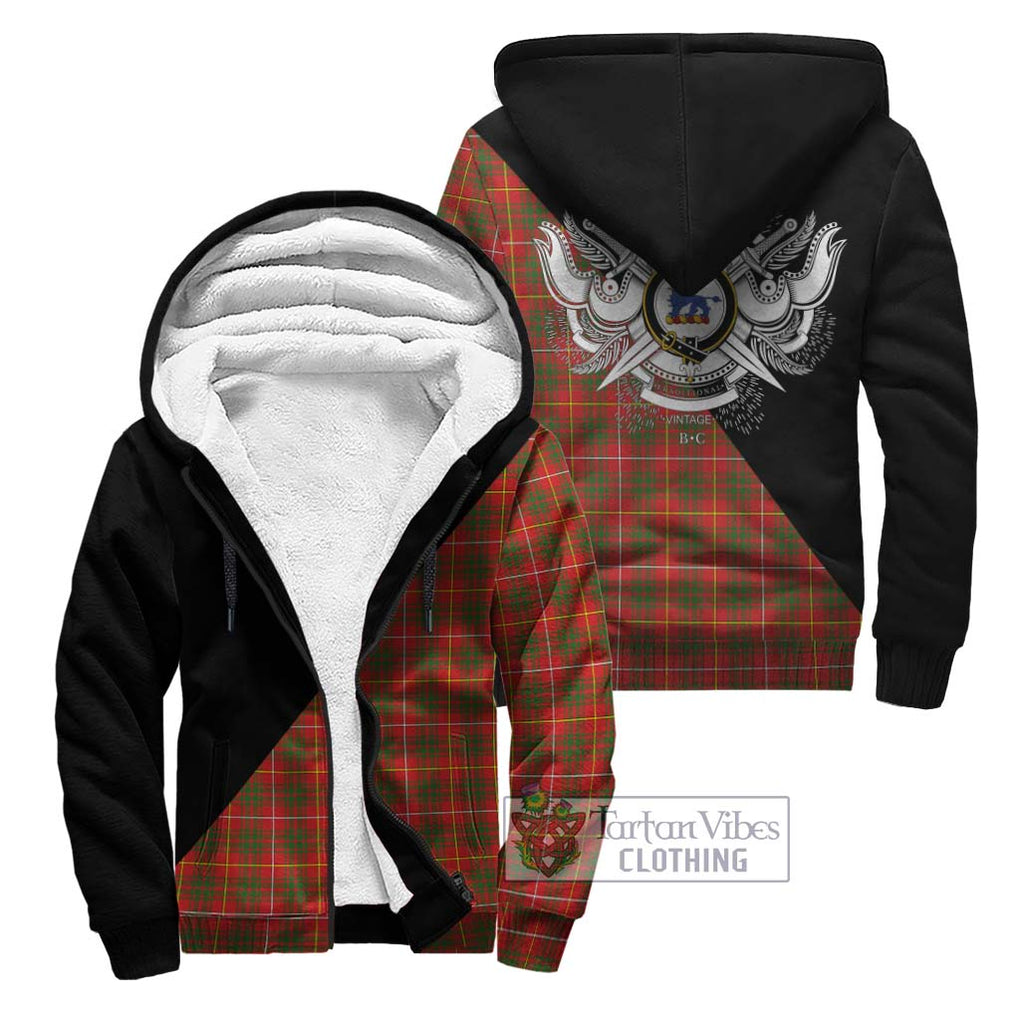 Bruce Modern Tartan Sherpa Hoodie with Family Crest and Military Logo Style Unisex - Tartanvibesclothing Shop