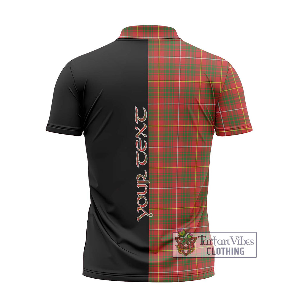 Bruce Modern Tartan Zipper Polo Shirt with Family Crest and Half Of Me Style - Tartanvibesclothing Shop