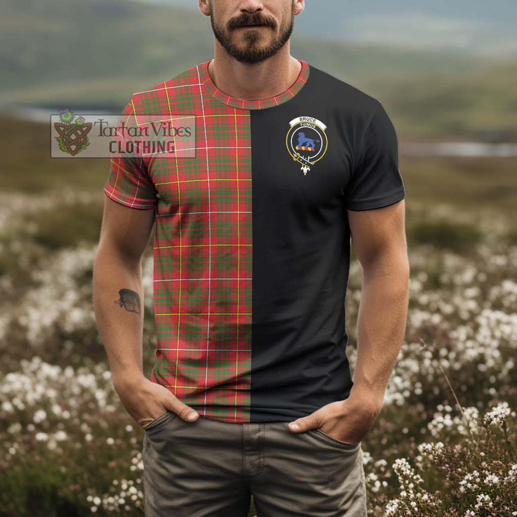 Bruce Modern Tartan T-Shirt with Family Crest and Half Of Me Style - Tartanvibesclothing Shop