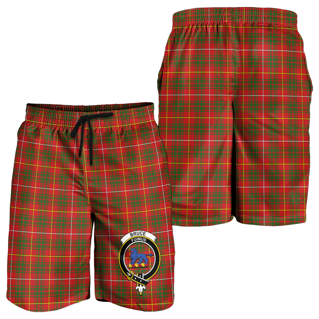 Bruce Modern Tartan Mens Shorts with Family Crest - Tartanvibesclothing