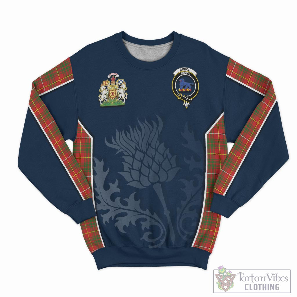 Tartan Vibes Clothing Bruce Modern Tartan Sweatshirt with Family Crest and Scottish Thistle Vibes Sport Style