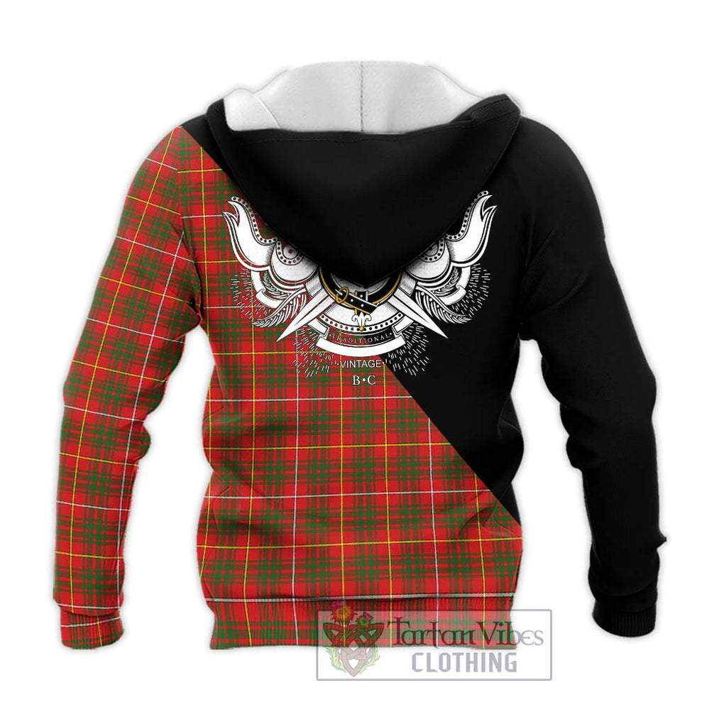 Bruce Modern Tartan Knitted Hoodie with Family Crest and Military Logo Style - Tartanvibesclothing Shop