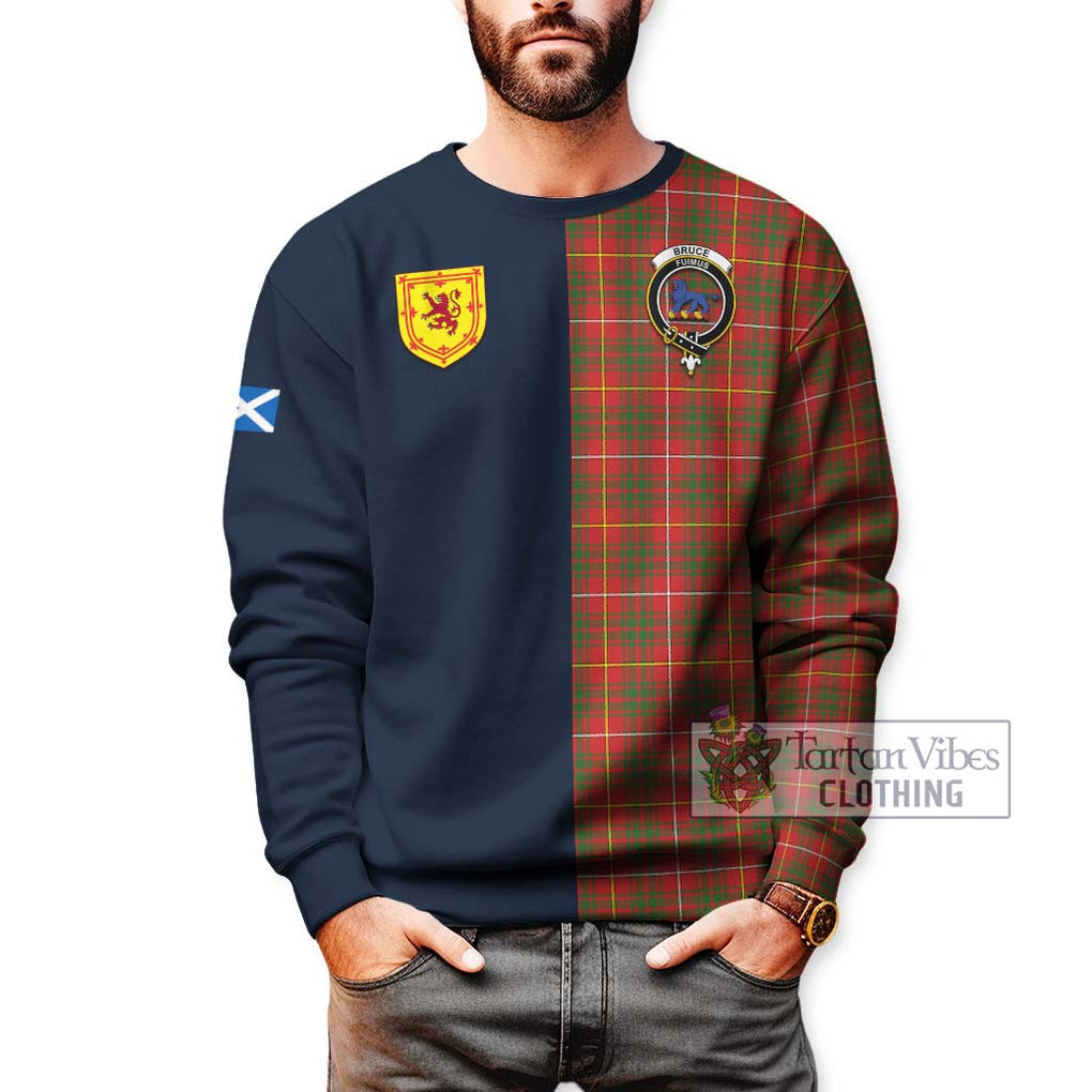 Tartan Vibes Clothing Bruce Modern Tartan Sweatshirt with Scottish Lion Royal Arm Half Style