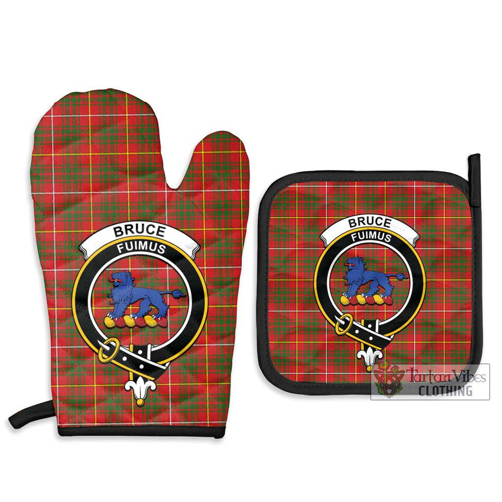 Bruce Modern Tartan Combo Oven Mitt & Pot-Holder with Family Crest Combo 1 Oven Mitt & 2 Pot-Holder Black - Tartan Vibes Clothing