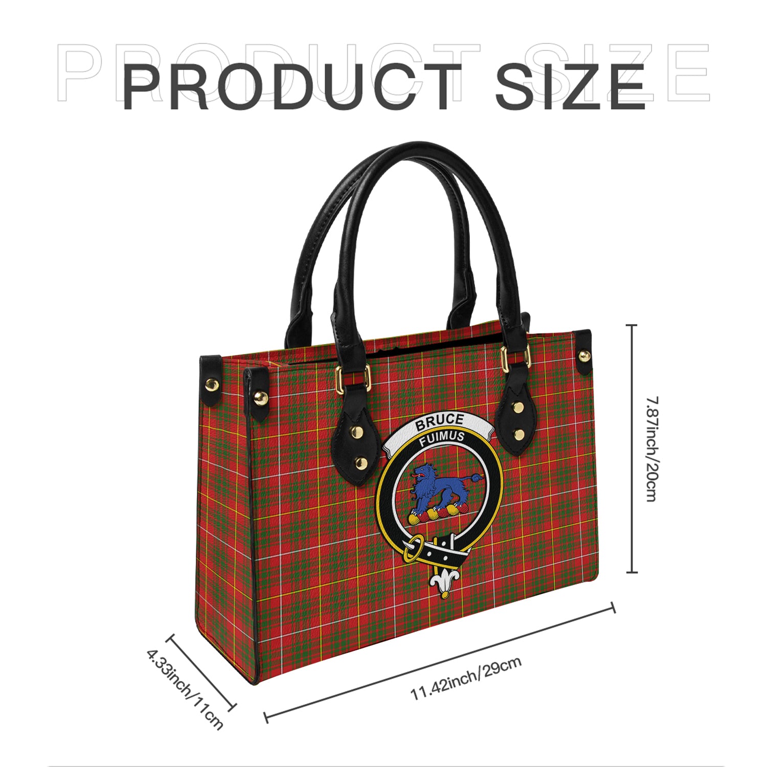 Bruce Modern Tartan Leather Bag with Family Crest - Tartanvibesclothing