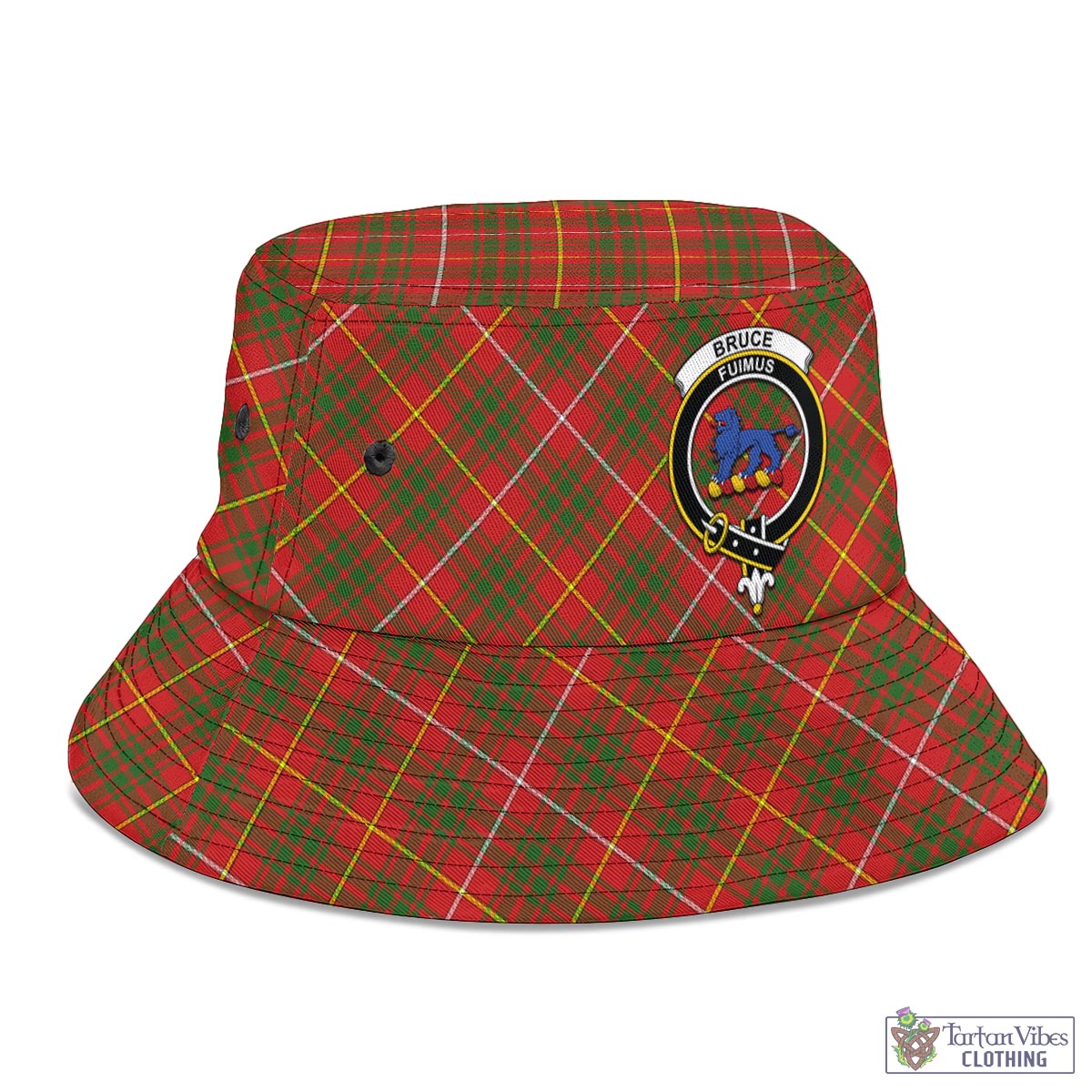 Tartan Vibes Clothing Bruce Modern Tartan Bucket Hat with Family Crest