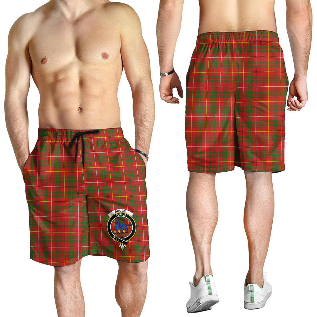 Bruce Modern Tartan Mens Shorts with Family Crest - Tartanvibesclothing