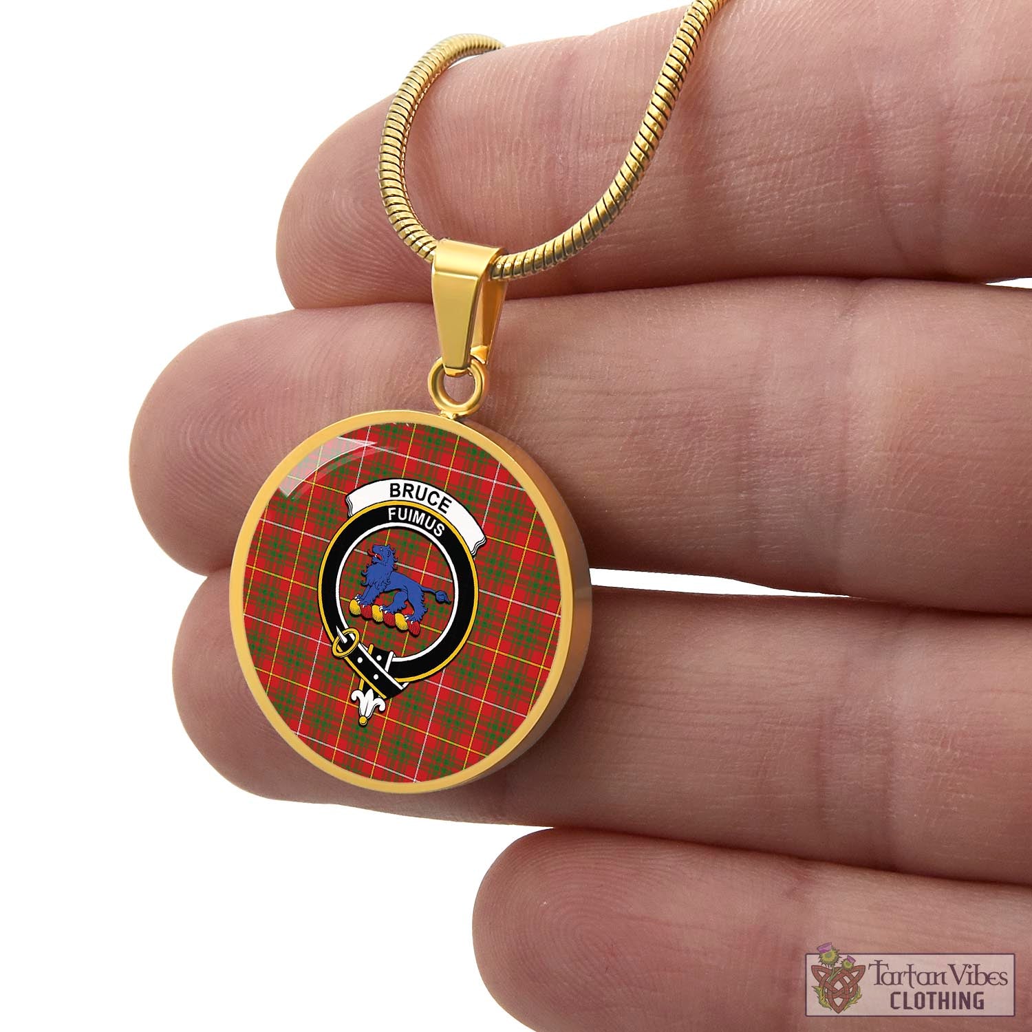 Tartan Vibes Clothing Bruce Modern Tartan Circle Necklace with Family Crest