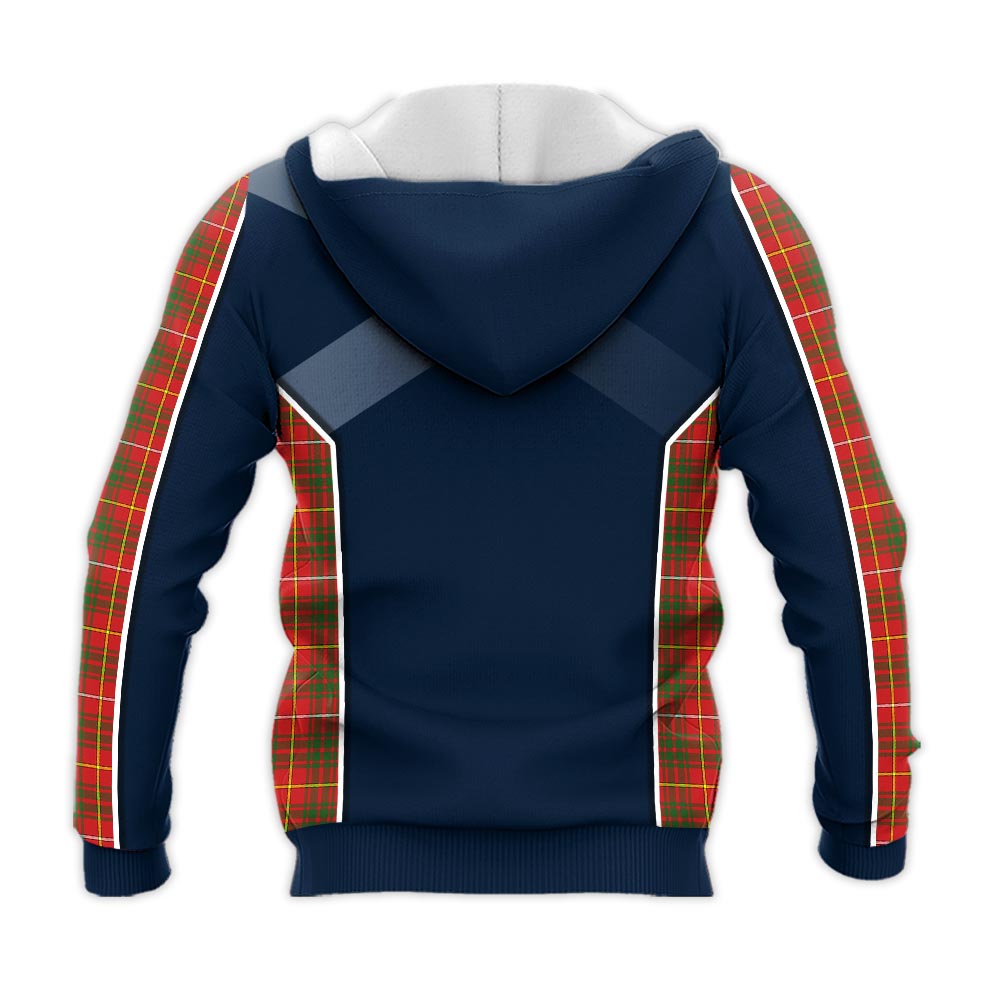 Tartan Vibes Clothing Bruce Modern Tartan Knitted Hoodie with Family Crest and Scottish Thistle Vibes Sport Style