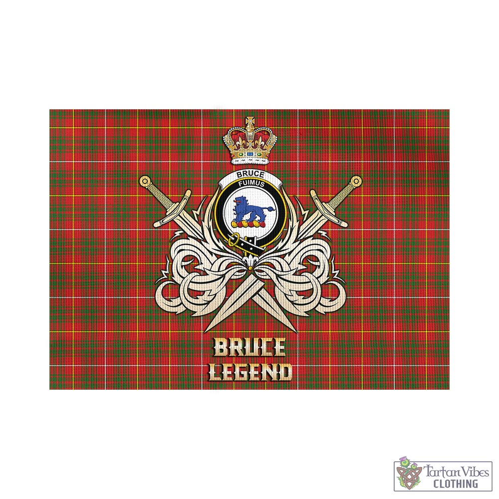 Tartan Vibes Clothing Bruce Modern Tartan Flag with Clan Crest and the Golden Sword of Courageous Legacy