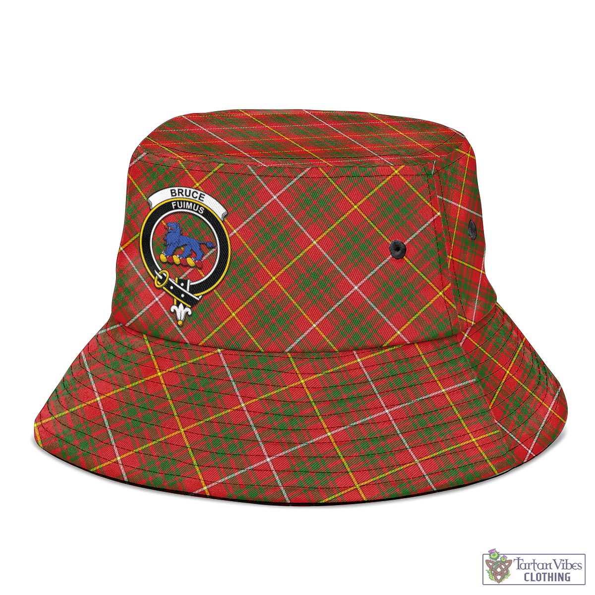 Tartan Vibes Clothing Bruce Modern Tartan Bucket Hat with Family Crest