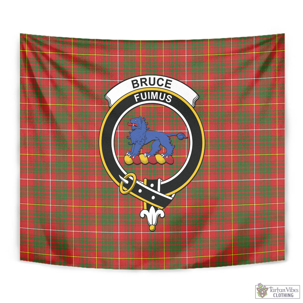 Tartan Vibes Clothing Bruce Modern Tartan Tapestry Wall Hanging and Home Decor for Room with Family Crest