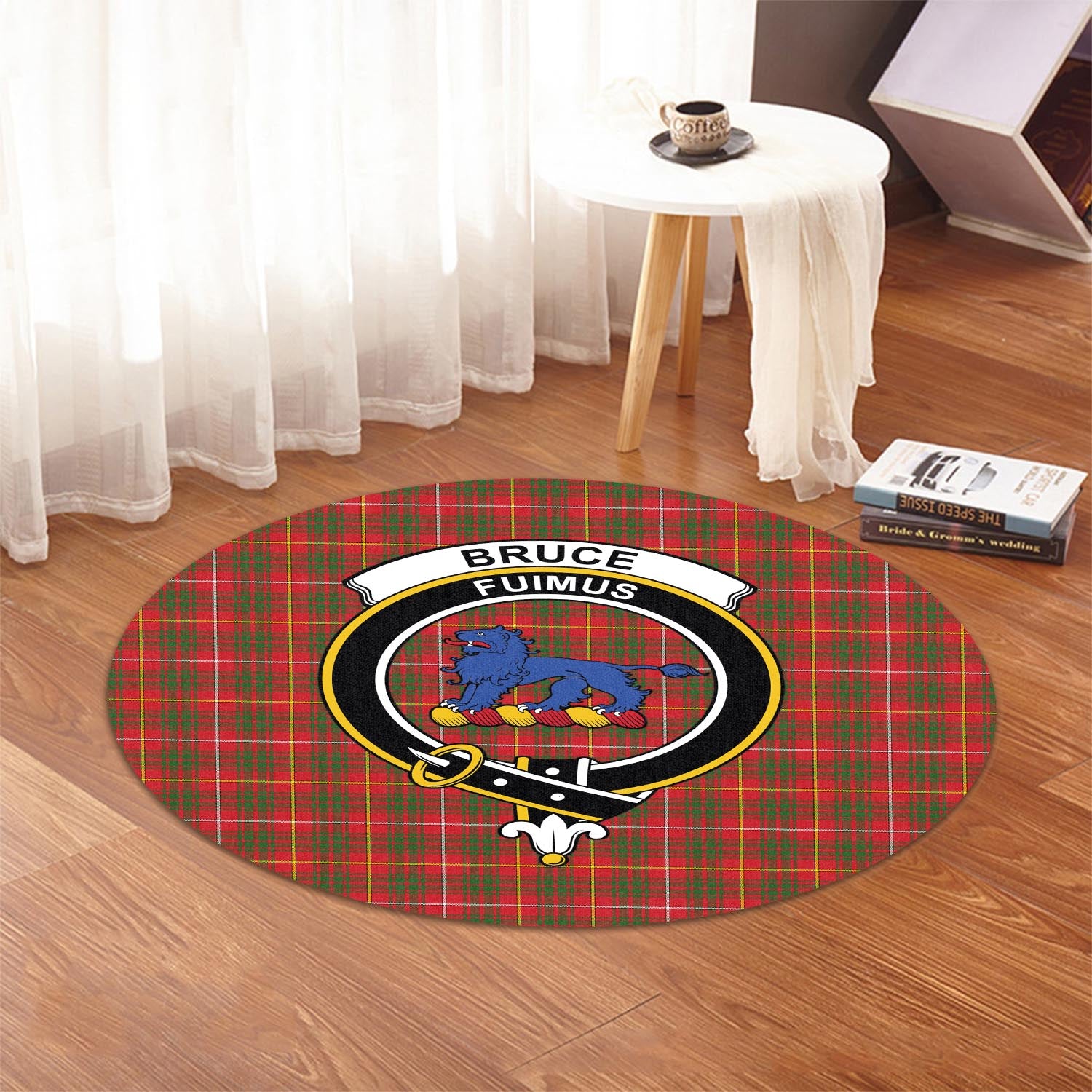 Bruce Modern Tartan Round Rug with Family Crest - Tartanvibesclothing