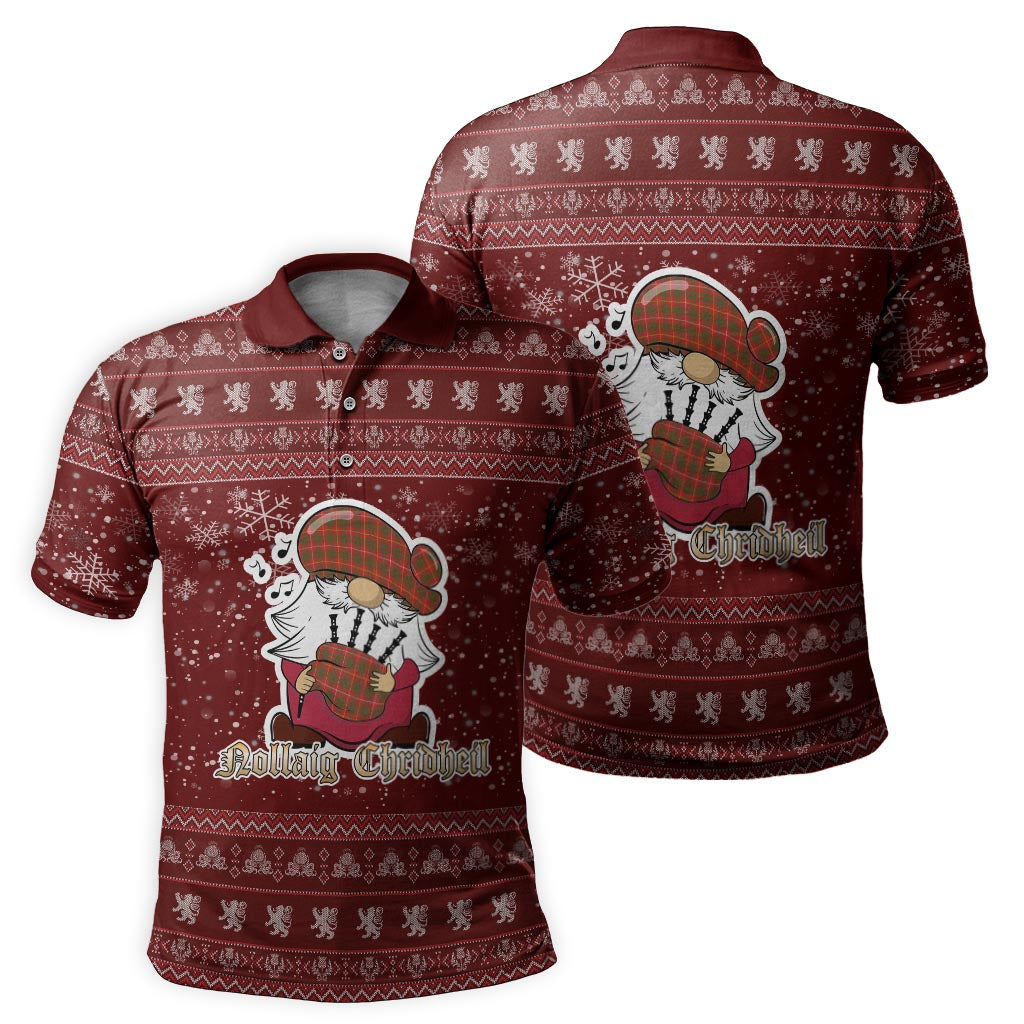 Bruce Modern Clan Christmas Family Polo Shirt with Funny Gnome Playing Bagpipes - Tartanvibesclothing