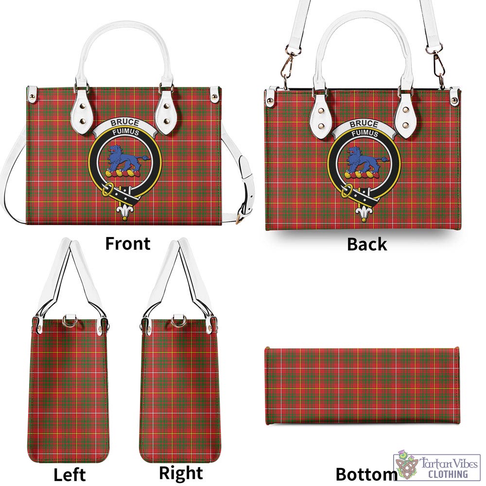 Tartan Vibes Clothing Bruce Modern Tartan Luxury Leather Handbags with Family Crest