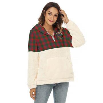 Bruce Old Tartan Women's Borg Fleece Hoodie With Half Zip with Family Crest