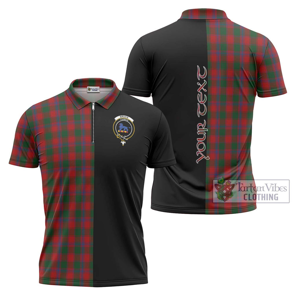 Bruce Old Tartan Zipper Polo Shirt with Family Crest and Half Of Me Style Unisex - Tartanvibesclothing Shop