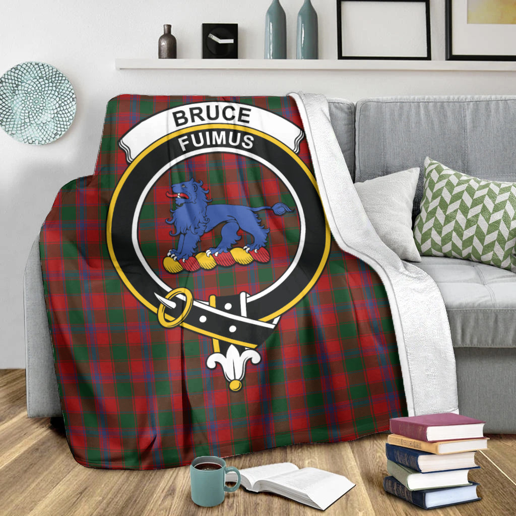 Bruce Old Tartan Blanket with Family Crest X-Large 59 x 79 inches 150 x 200 cm - Tartan Vibes Clothing