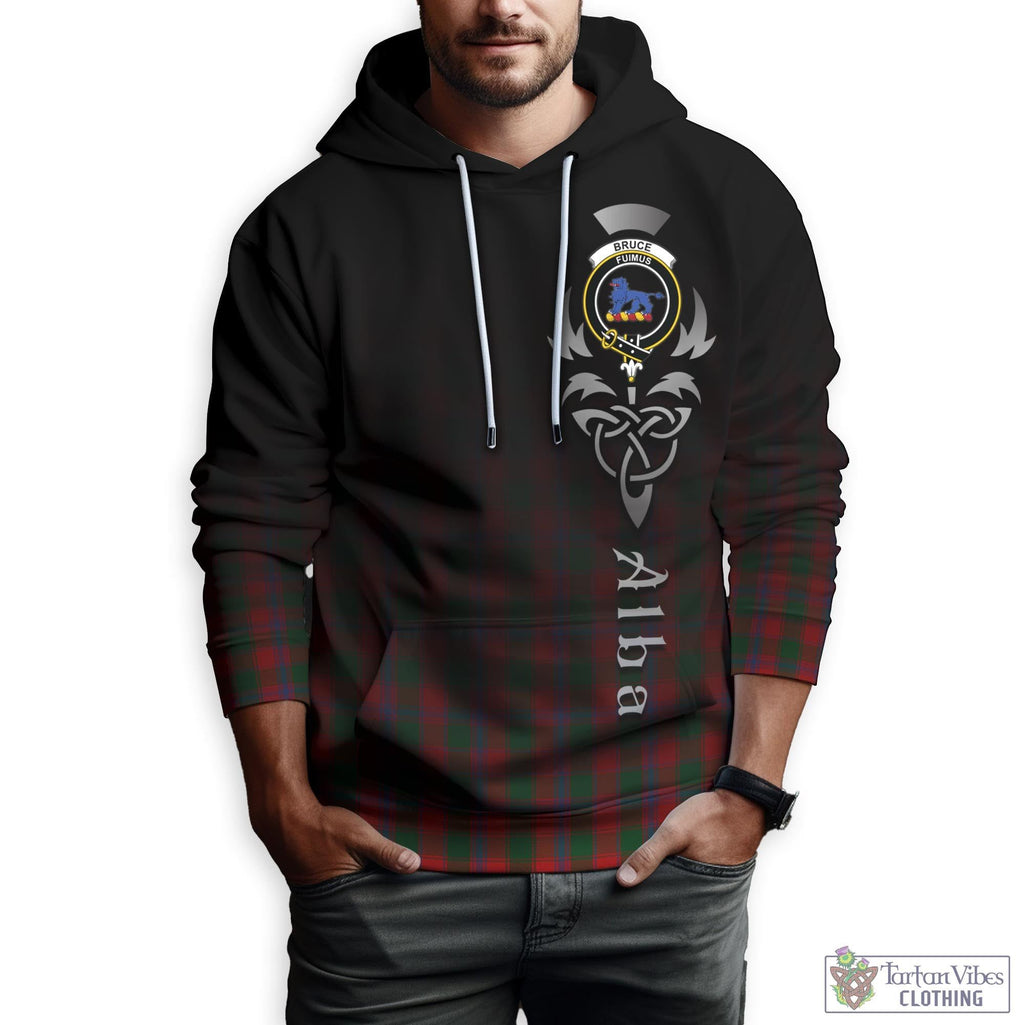 Tartan Vibes Clothing Bruce Old Tartan Hoodie Featuring Alba Gu Brath Family Crest Celtic Inspired