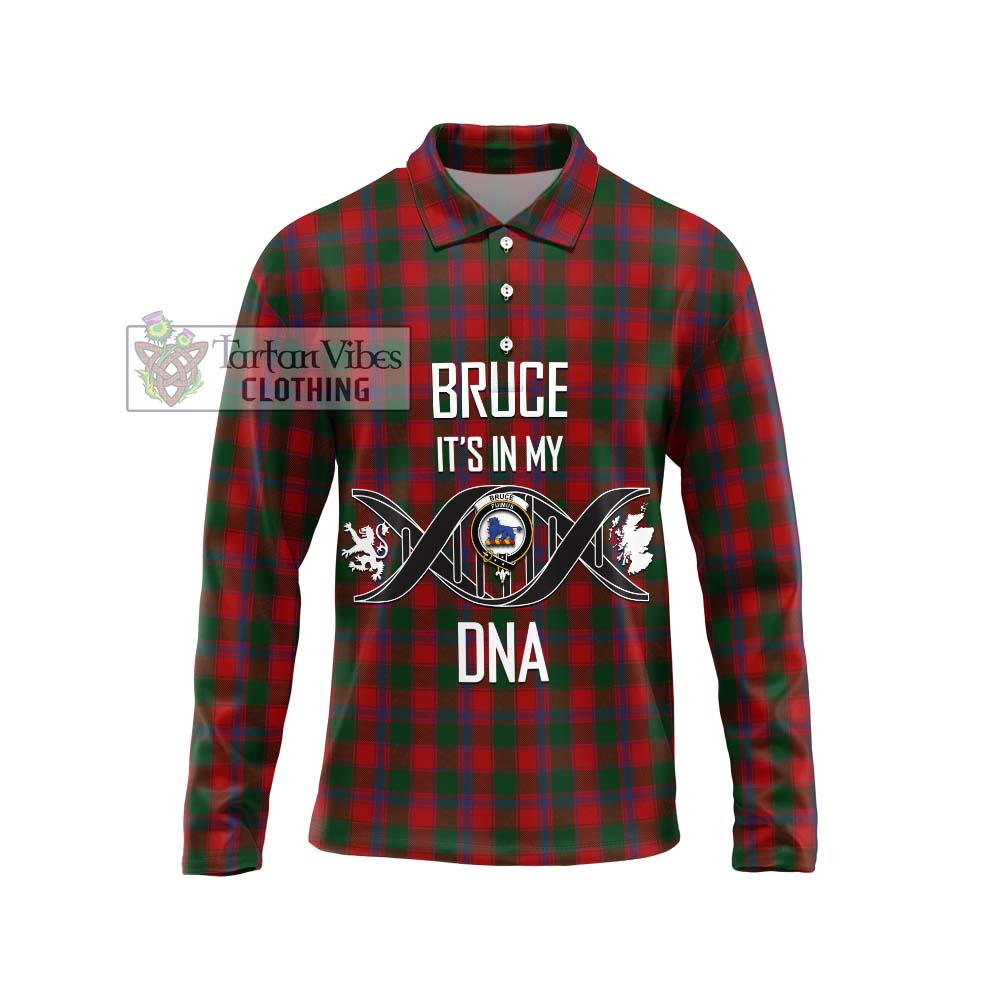 Bruce Old Tartan Long Sleeve Polo Shirt with Family Crest DNA In Me Style Unisex - Tartanvibesclothing Shop