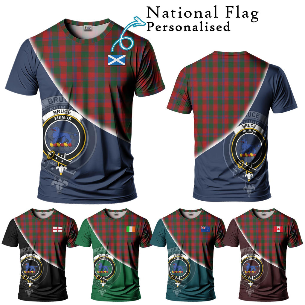 Bruce Old Tartan T-Shirt with Personalised National Flag and Family Crest Half Style Kid's Shirt - Tartanvibesclothing Shop