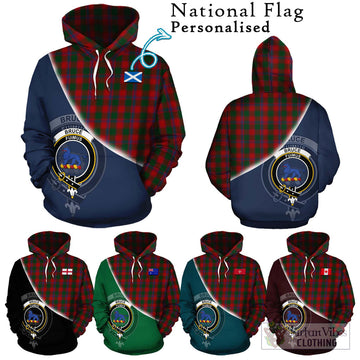 Bruce Old Tartan Hoodie with Personalised National Flag and Family Crest Half Style