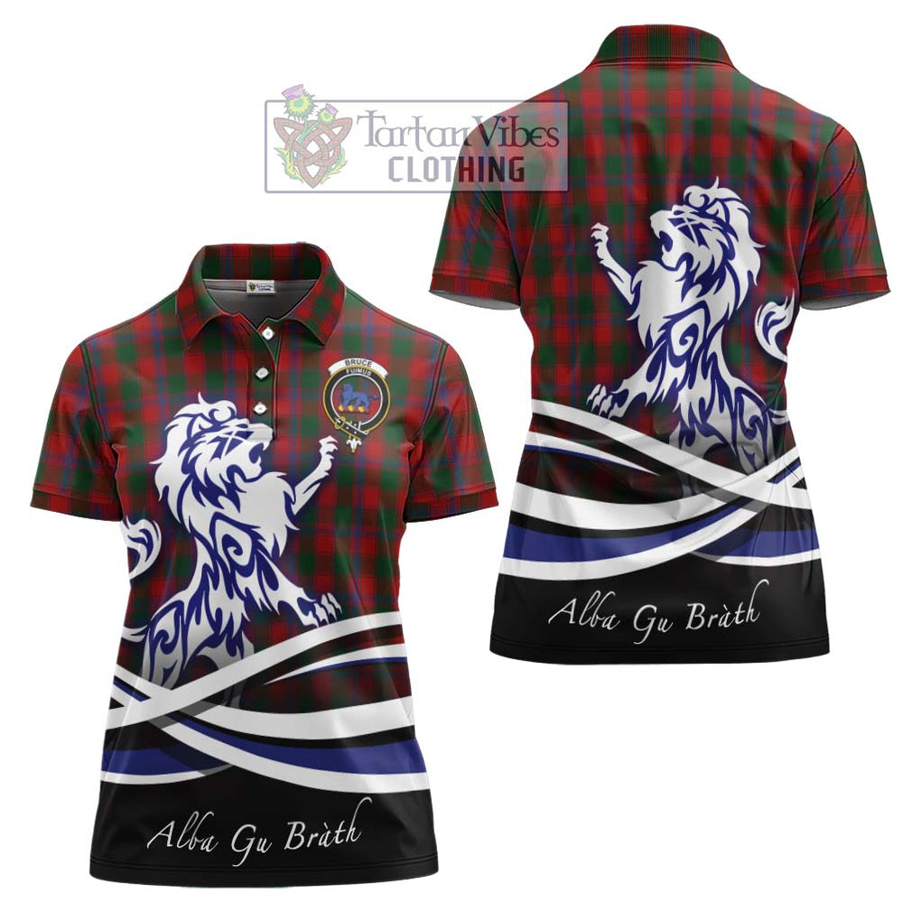 Bruce Old Tartan Women's Polo Shirt with Alba Gu Brath Regal Lion Emblem Women - Tartanvibesclothing Shop