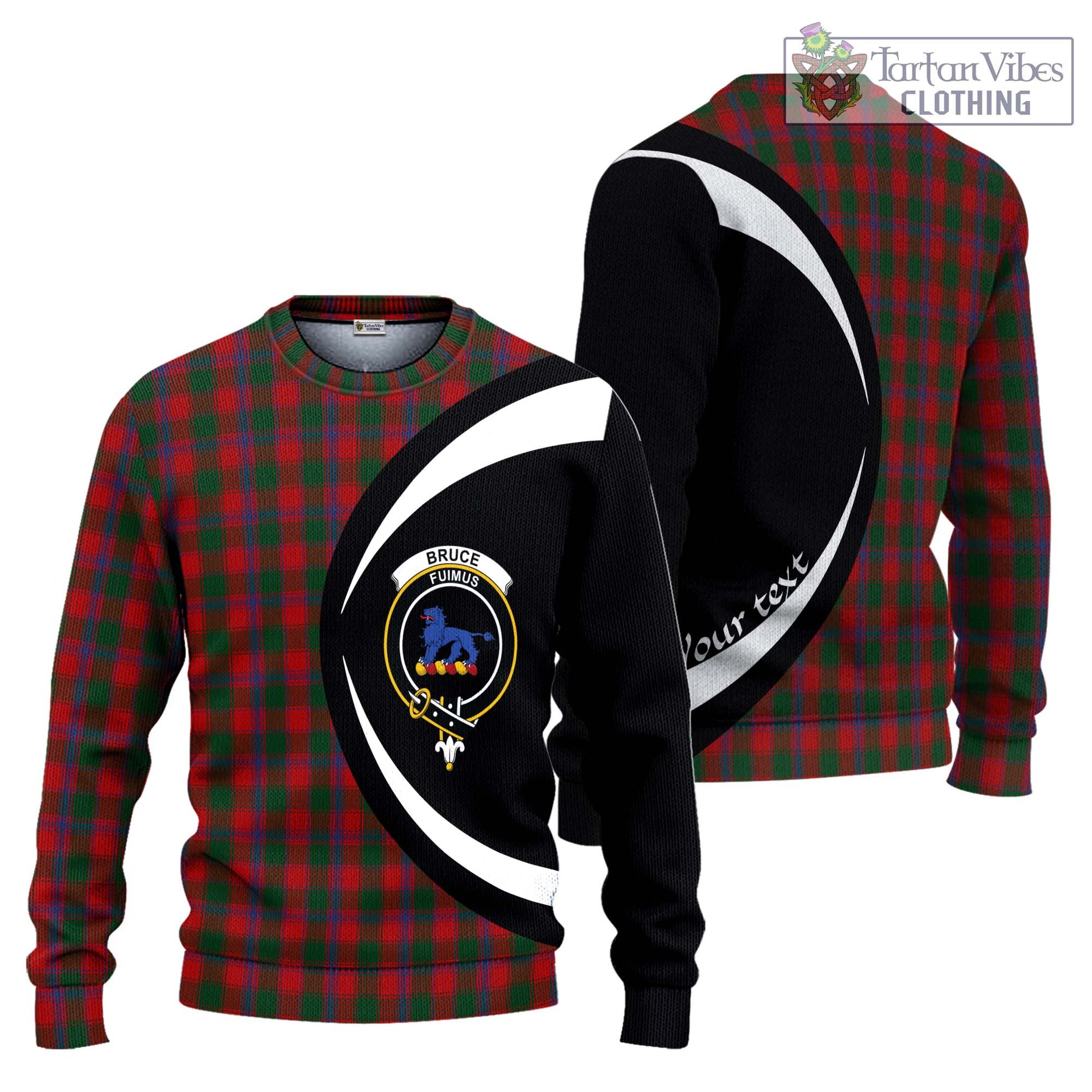 Bruce Old Tartan Ugly Sweater with Family Crest Circle Style Unisex - Tartan Vibes Clothing