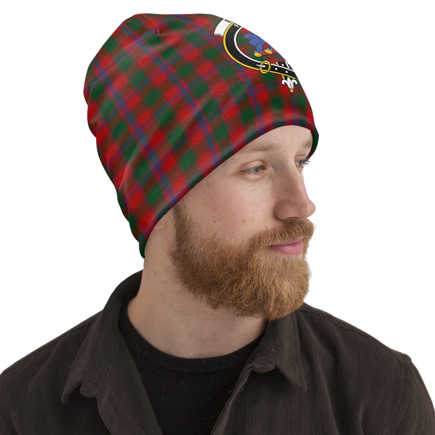 Bruce Old Tartan Beanies Hat with Family Crest One Size 22 inches 15.5 inches - Tartanvibesclothing